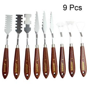 | SB Art | מגוון מוצרי אומנות איכותיים כלים 9pcs/Set Stainless Steel Spatula Palette Knife Painting Mixing Scraper Tools