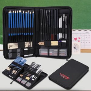 | SB Art | מגוון מוצרי אומנות איכותיים עפרונות 48PCS Professional Sketching Drawing Pencils Kit Carry Bag Art Painting Tool Set