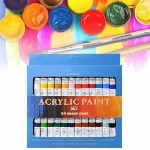 | SB Art | מגוון מוצרי אומנות איכותיים צבעים 24 Colors Acrylic Paints Set 12ml Tubes Drawing Painting Pigment Wall Paint DIY 