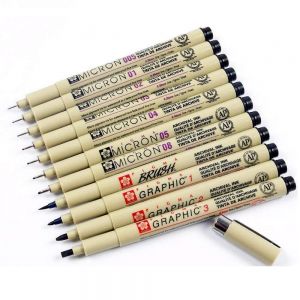 | SB Art | מגוון מוצרי אומנות איכותיים טושים Sakura 11 Pcs Pigment Liner Pigma Micron Ink Fine Line Pen Set 005 01 02 03 04 0