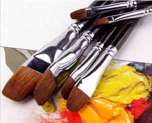 | SB Art | מגוון מוצרי אומנות איכותיים מברשות Art Paint Brushes Set 6pcs Filbert Sable Long Wood Handle Oil Acrylic Watercolor