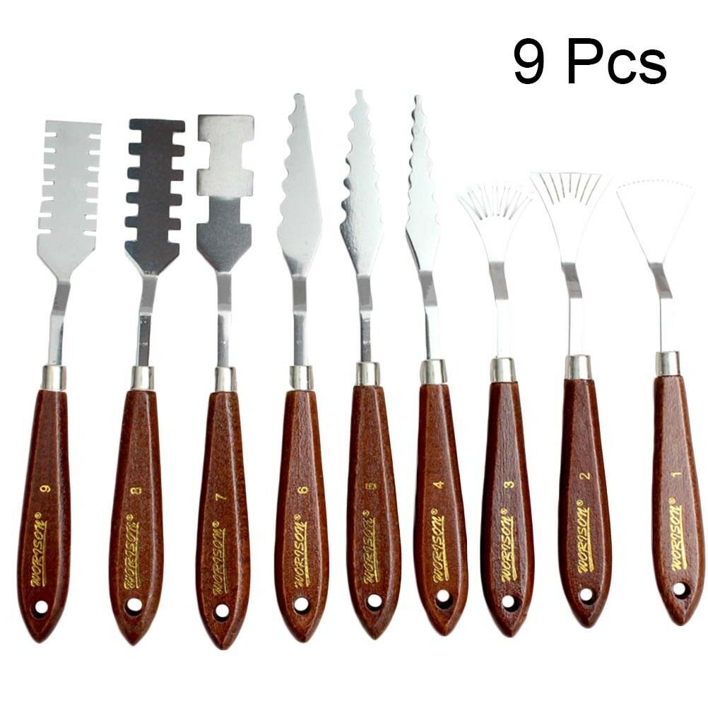 | SB Art | מגוון מוצרי אומנות איכותיים כלים 9pcs/Set Stainless Steel Spatula Palette Knife Painting Mixing Scraper Tools