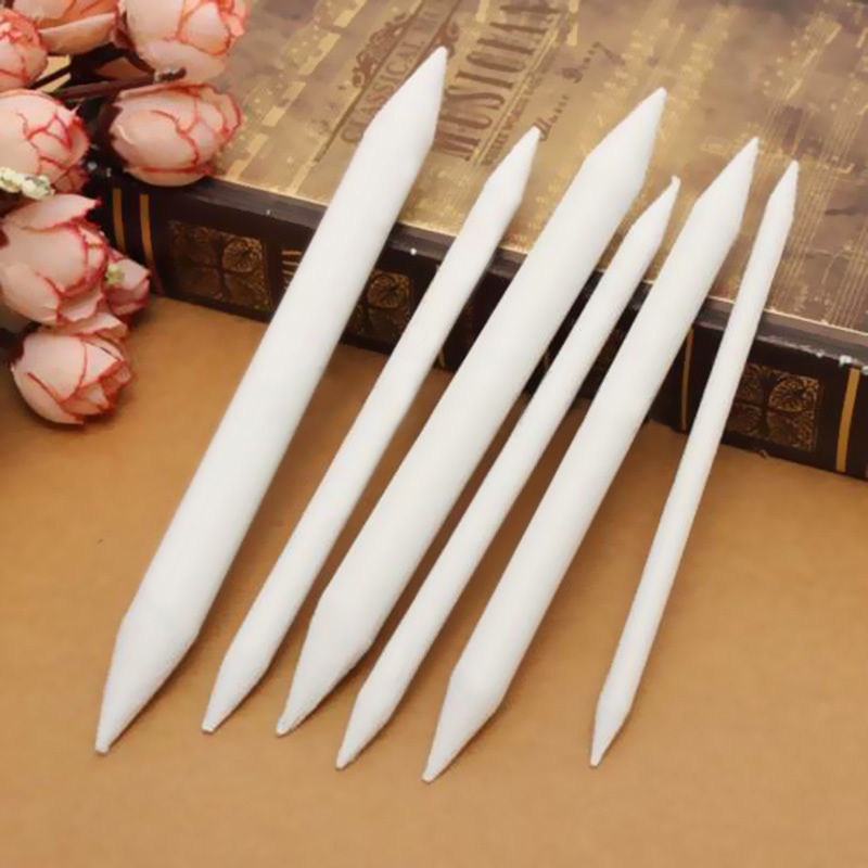 | SB Art | מגוון מוצרי אומנות איכותיים מוצרי רישום 6PCS White Blending Smudge Tortillon Stump Sketch Durable Art Drawing Pastel