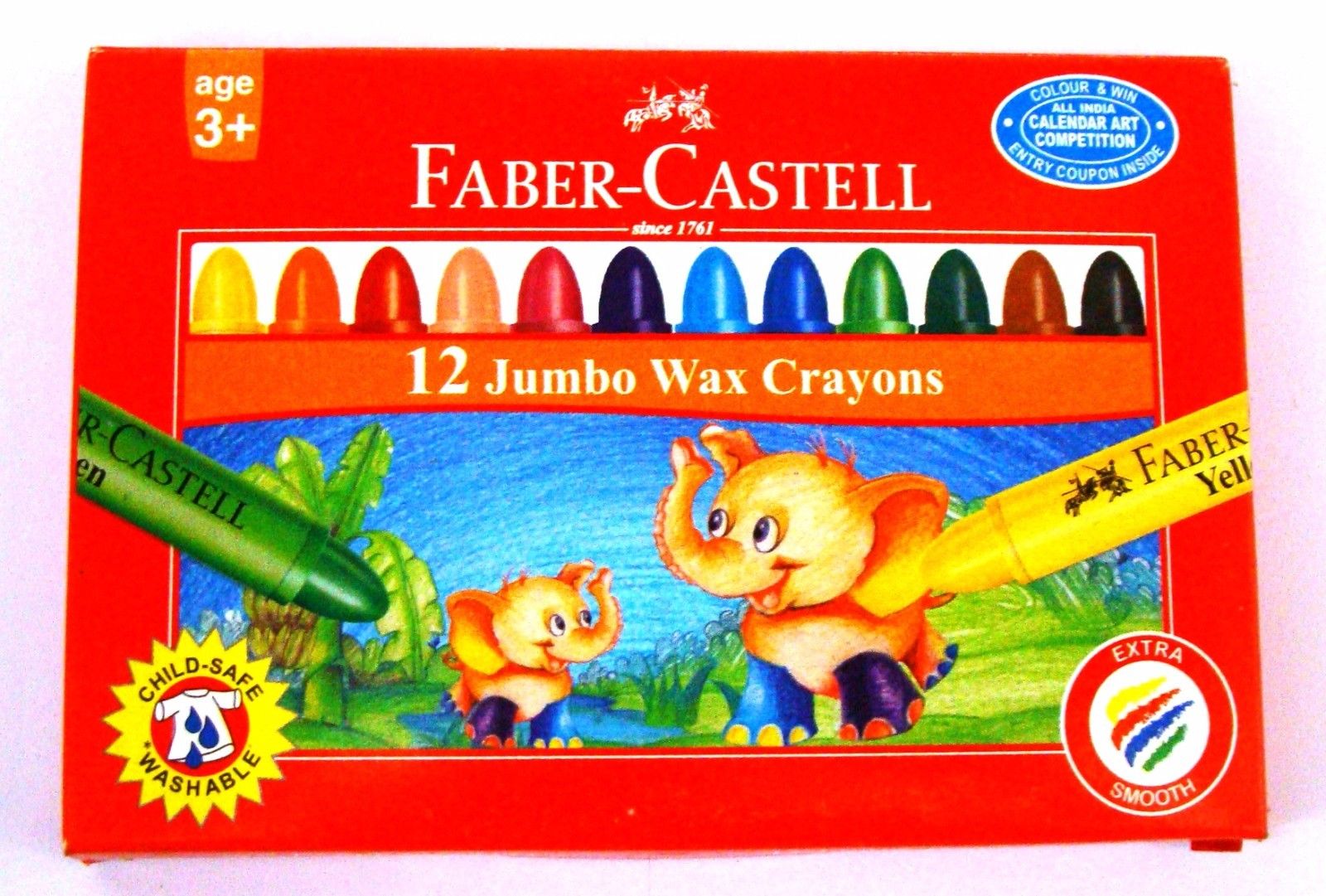 | SB Art | מגוון מוצרי אומנות איכותיים אביזרי אומנות שונים Faber-Castell  12 Jumbo Wax Crayons  Assorted Shades   90 mm each