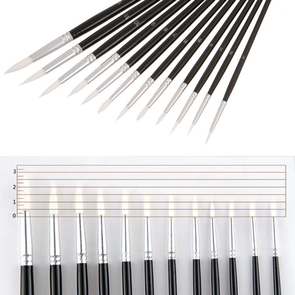 | SB Art | מגוון מוצרי אומנות איכותיים מברשות 12X Artist Paint Brush Set Nylon Hair Watercolor Acrylic Oil Painting Supplies